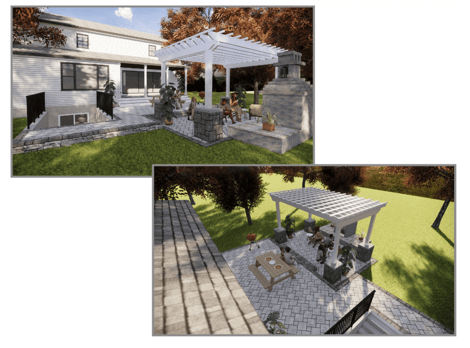 Pergola visualizations on rear of home