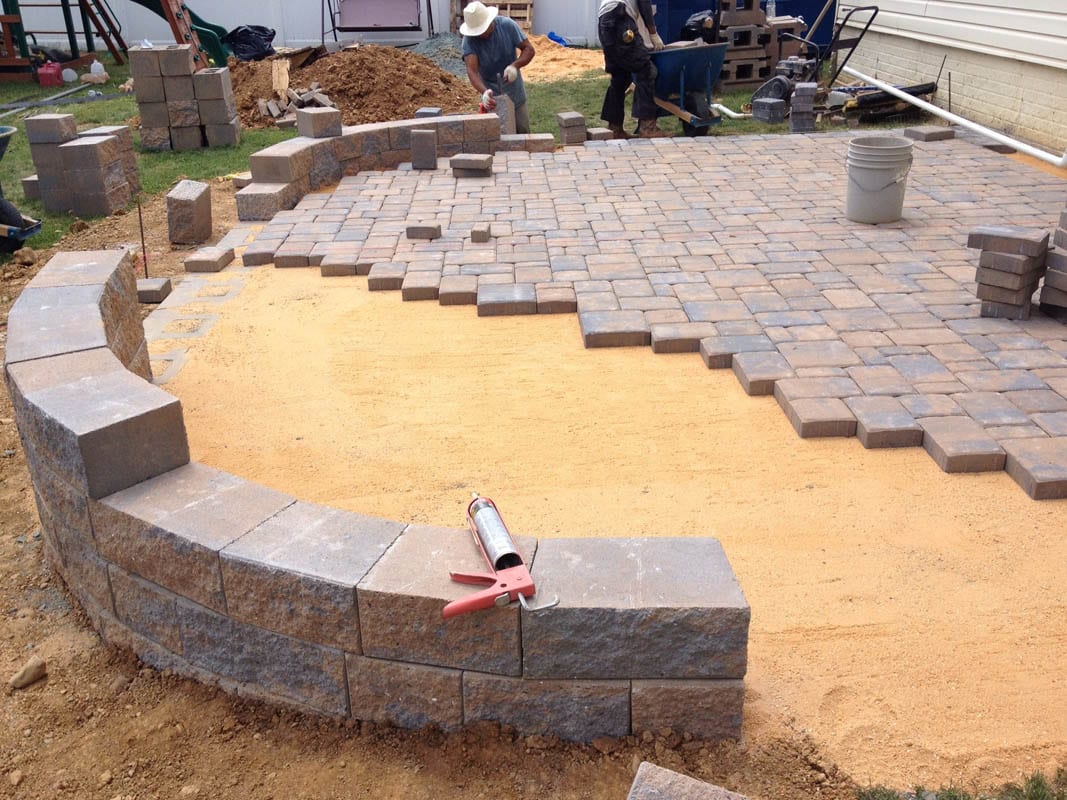 Paver patio and project under construction